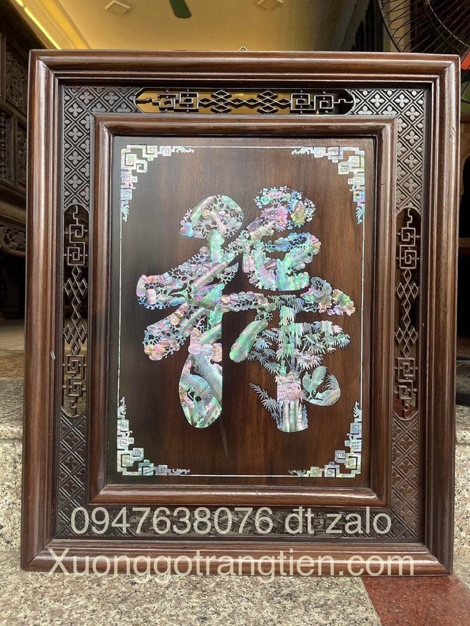 TRANH KHẢM CHỮ LỘC CẨN ỐC SINGAPO 0947638076